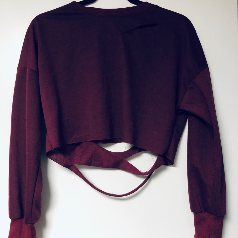 Cropped Maroon Sweatshirt (Size Medium)